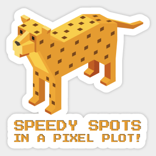 Pixel Cheetah Dash - Speedy Spots in a Pixel Plot Sticker